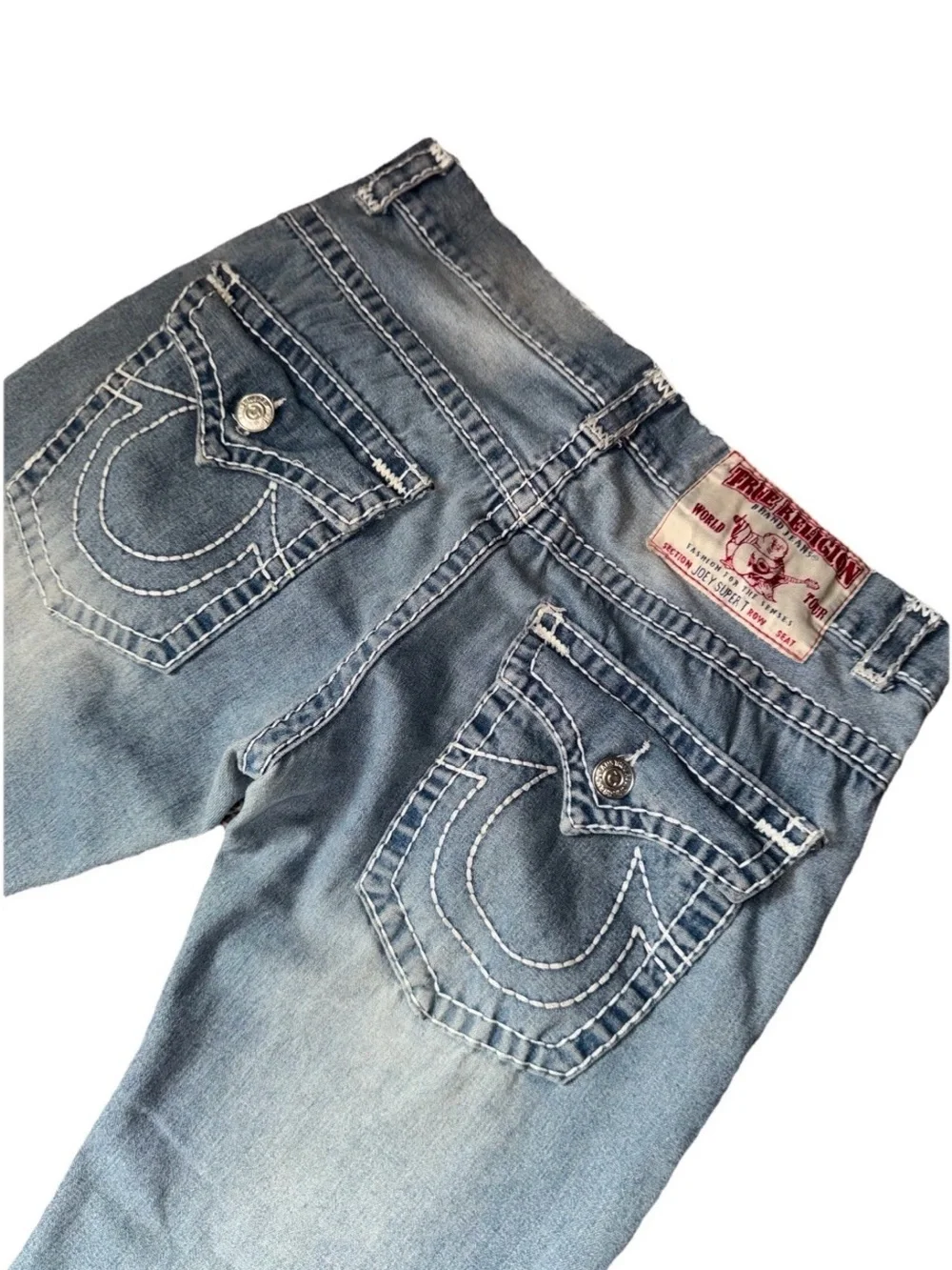 True Religion Joey Super T Jeans Light Wash Flare Y2K Mens 36x31 USA Made Unisex